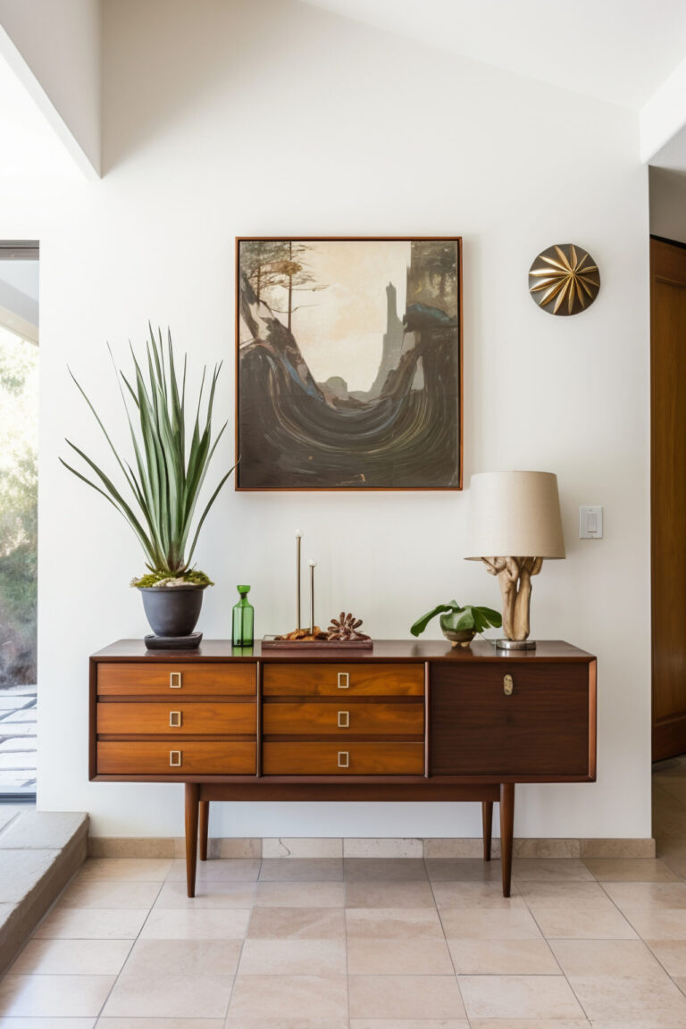 Home entryway with modern furnishing design