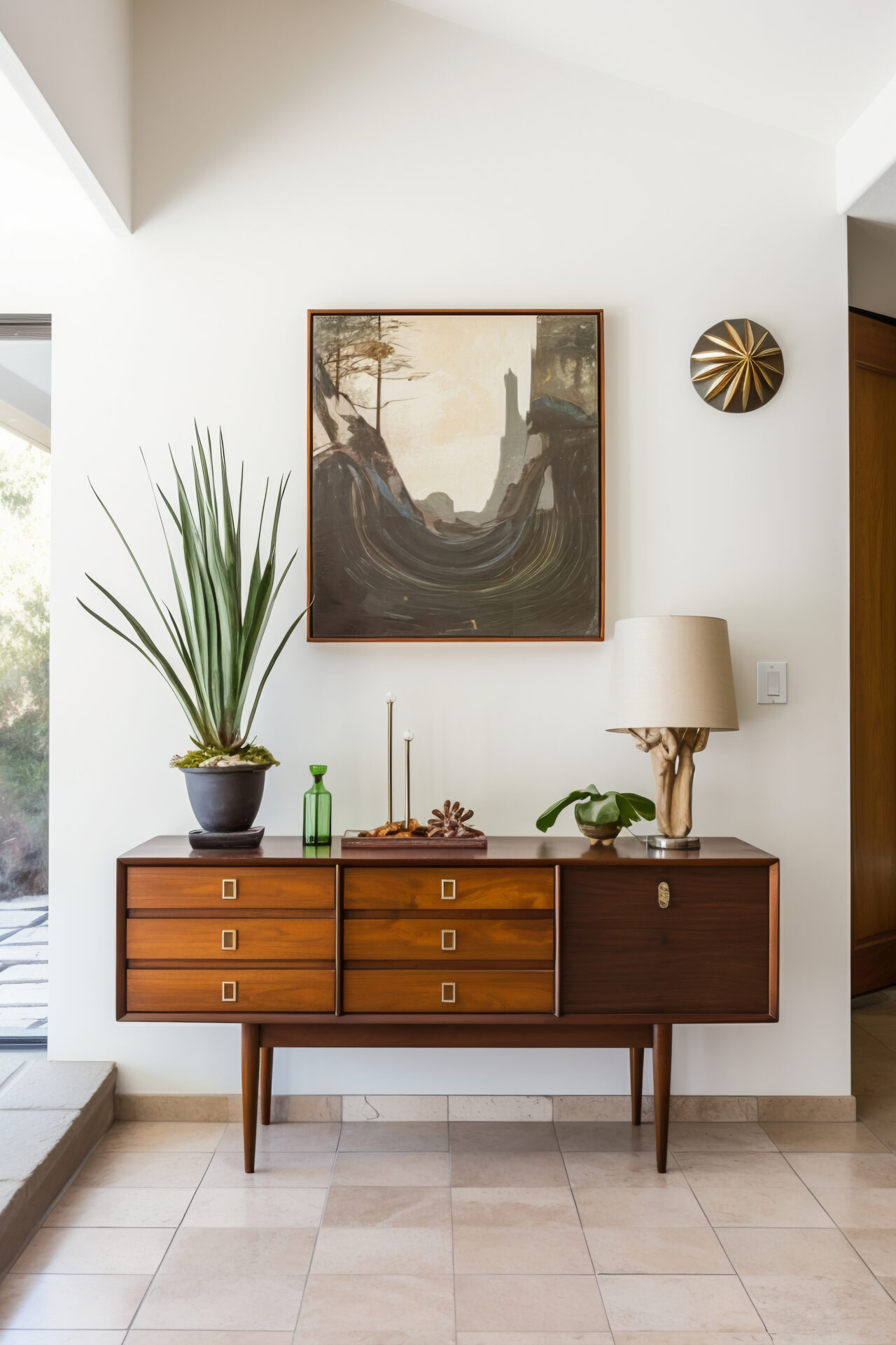 Home entryway with modern furnishing design